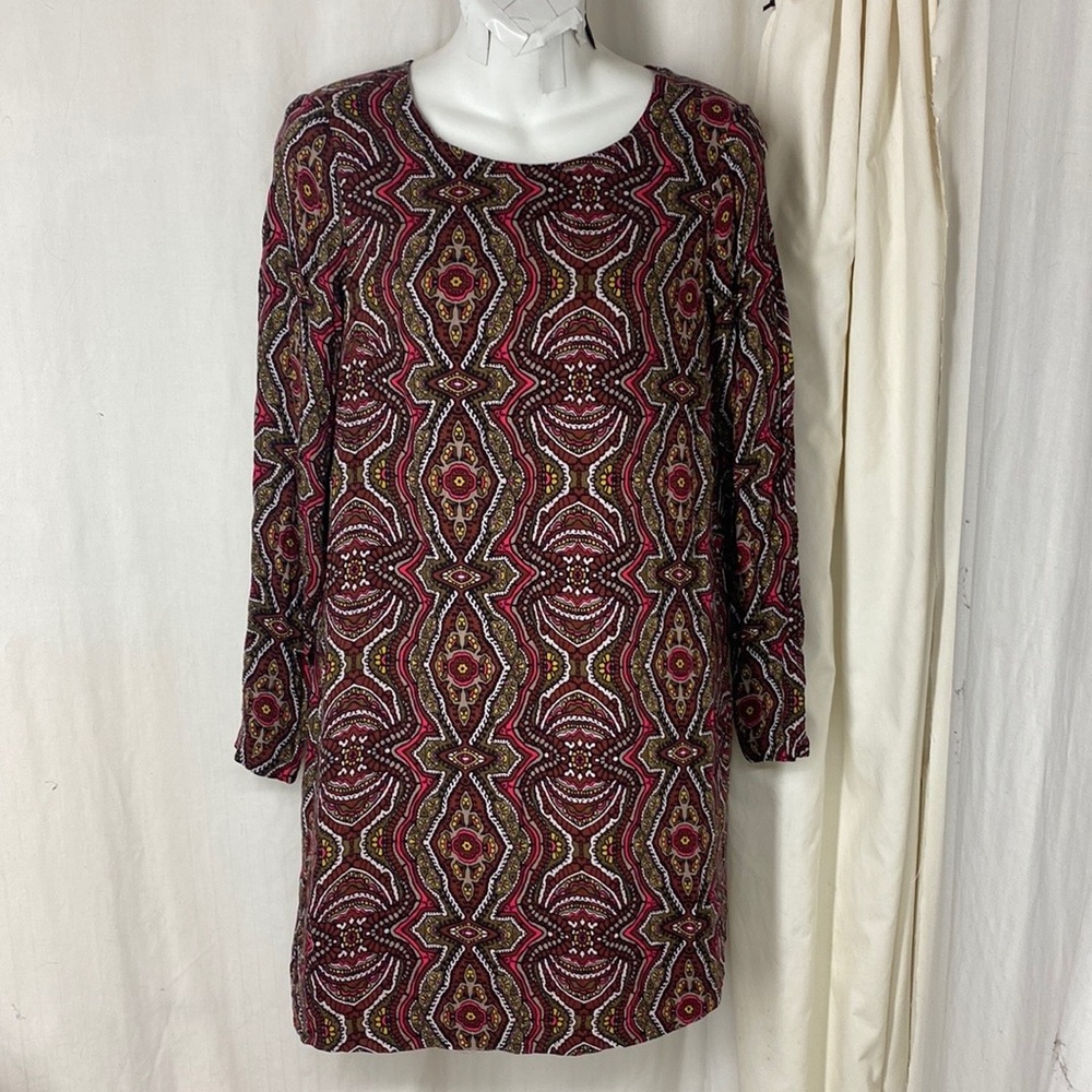 PRANA XS Cece Dress Medallion Print Mahogany Rayon Short Wine Olive